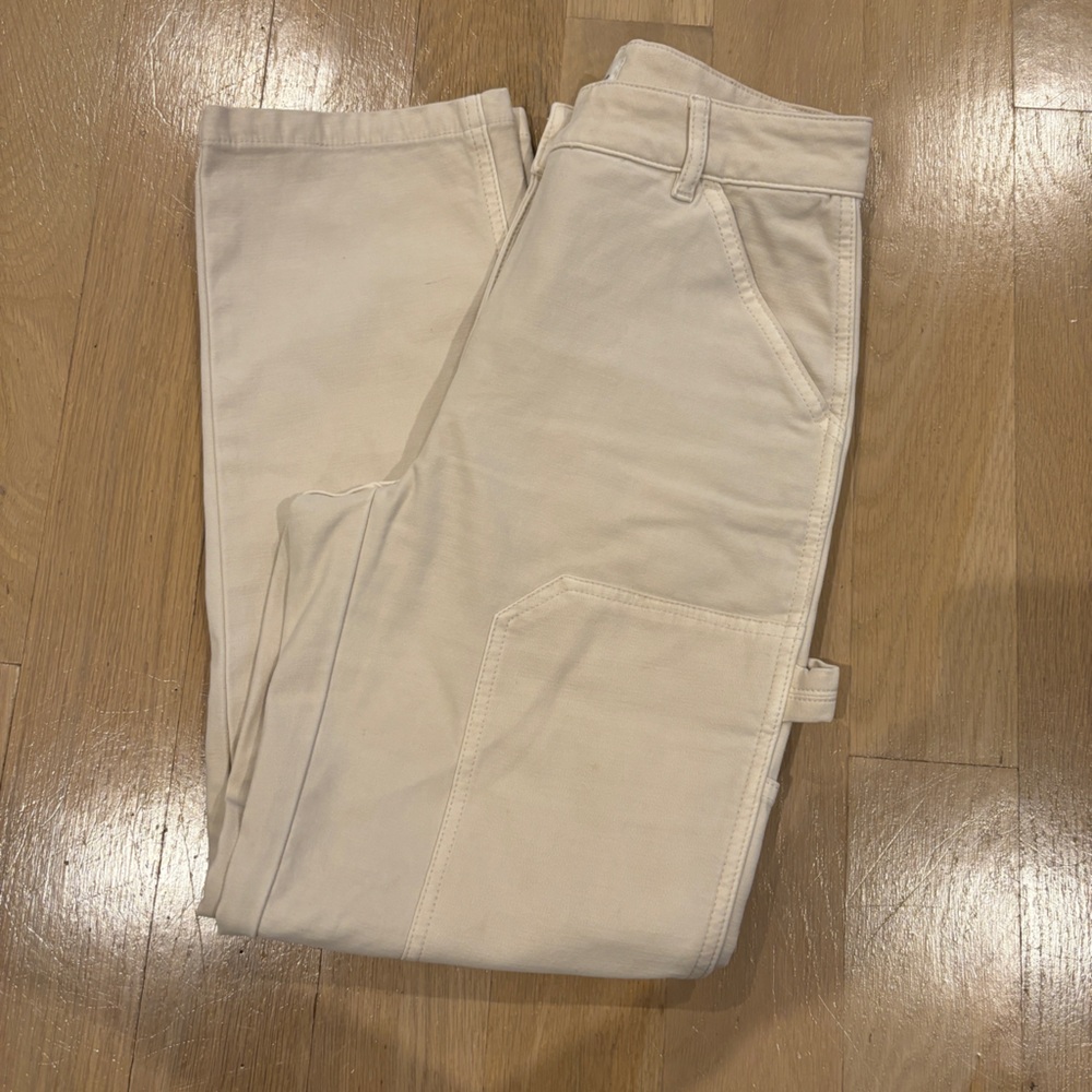 Aritzia Straight Leg Pants in Light Cream